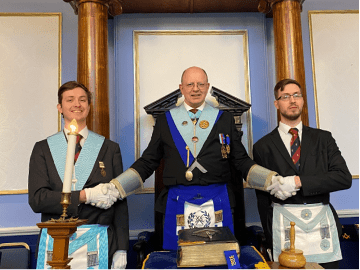 L to R: Bro Charles Miles, W.M. W. Bro Don Miles PAGDC and Bro Henry Miles