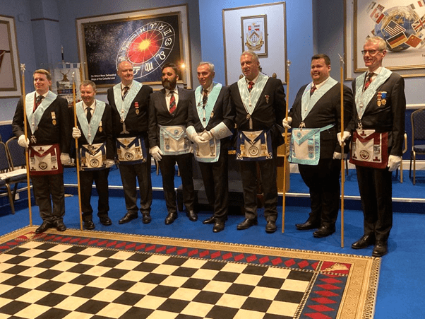  The WM and Brethren including Bro Pandoo (4th from left)
