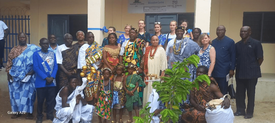 Chief Sam Adjorlolo and colleagues at the Commissioning ceremony at which the District Grand Master of Ghana was present.
