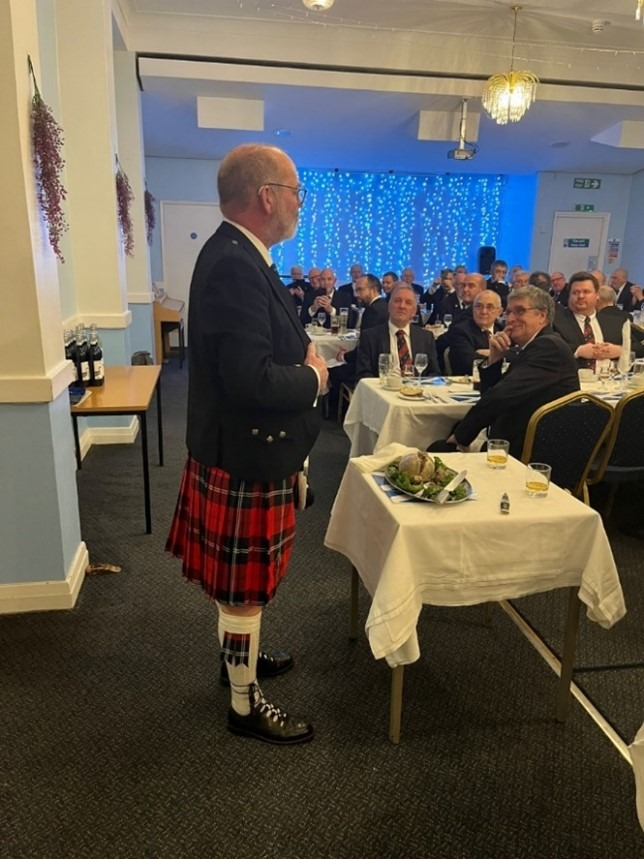 W. Bro Stuart Lochtie giving the Address to the Haggis