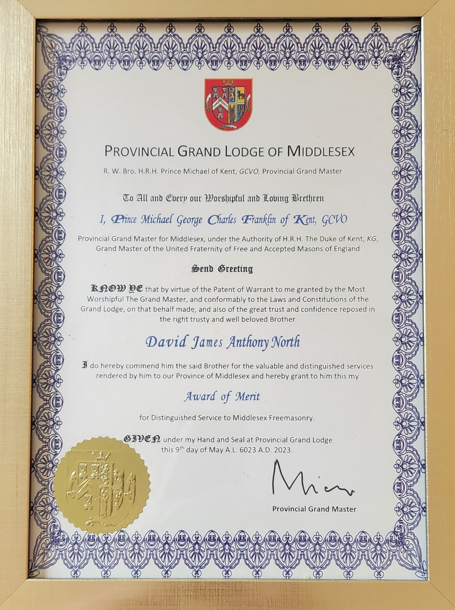 Award of Merit Certificate Award of Merit Certificate