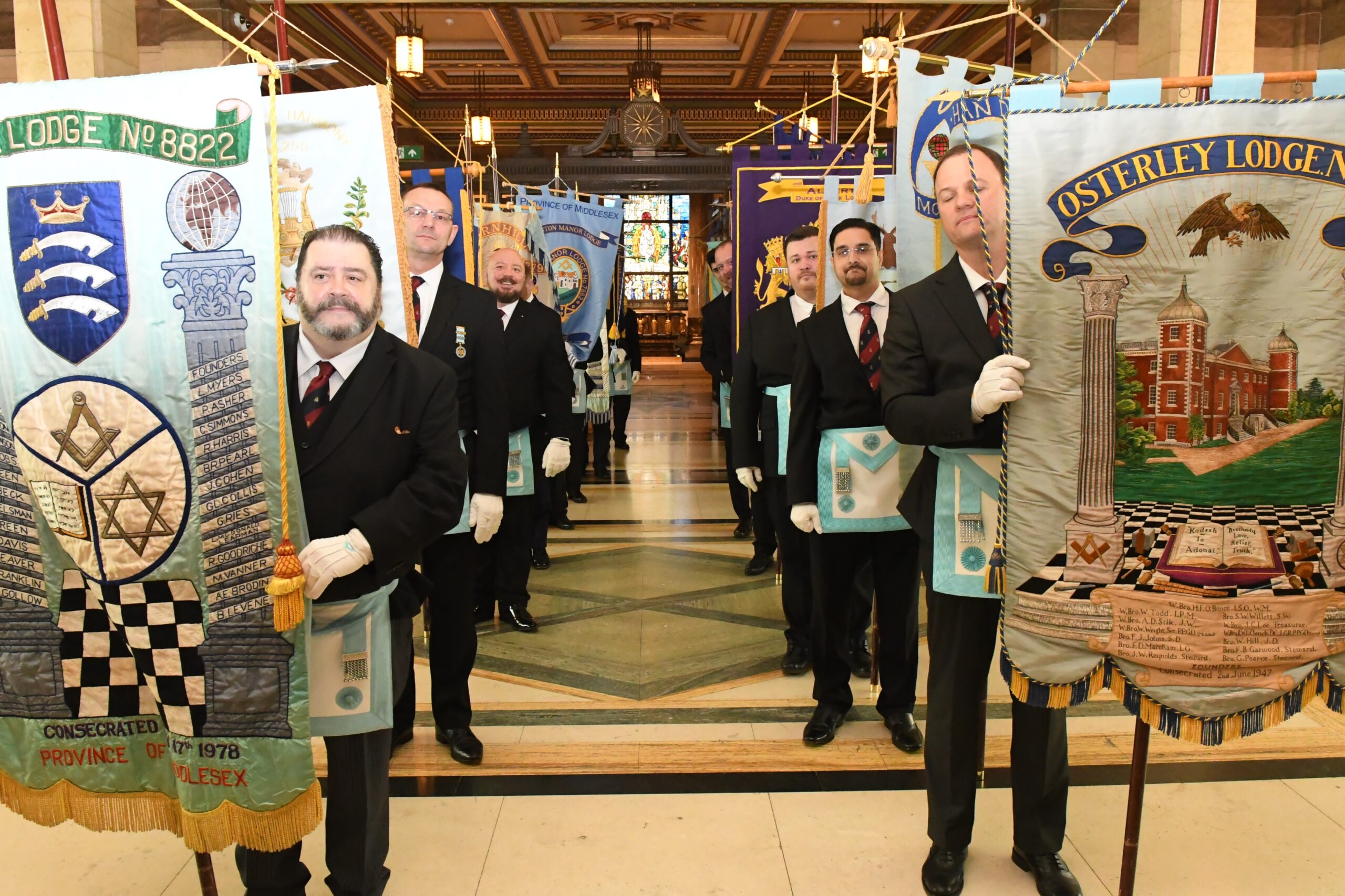 New Master Masons with their Lodge Banners at the AGM