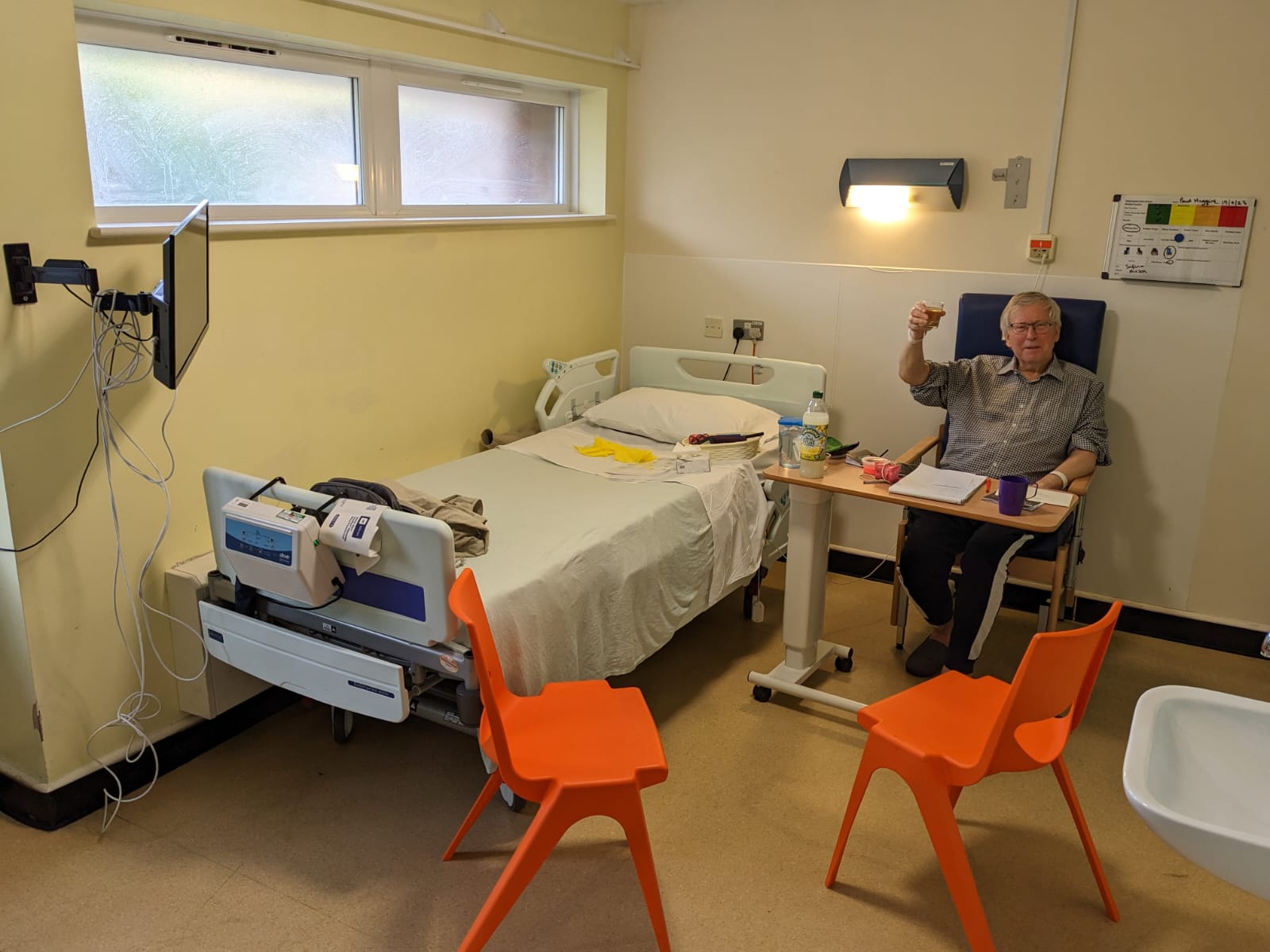 W. Bro Paul Huggins - greetings from his hospital bed.