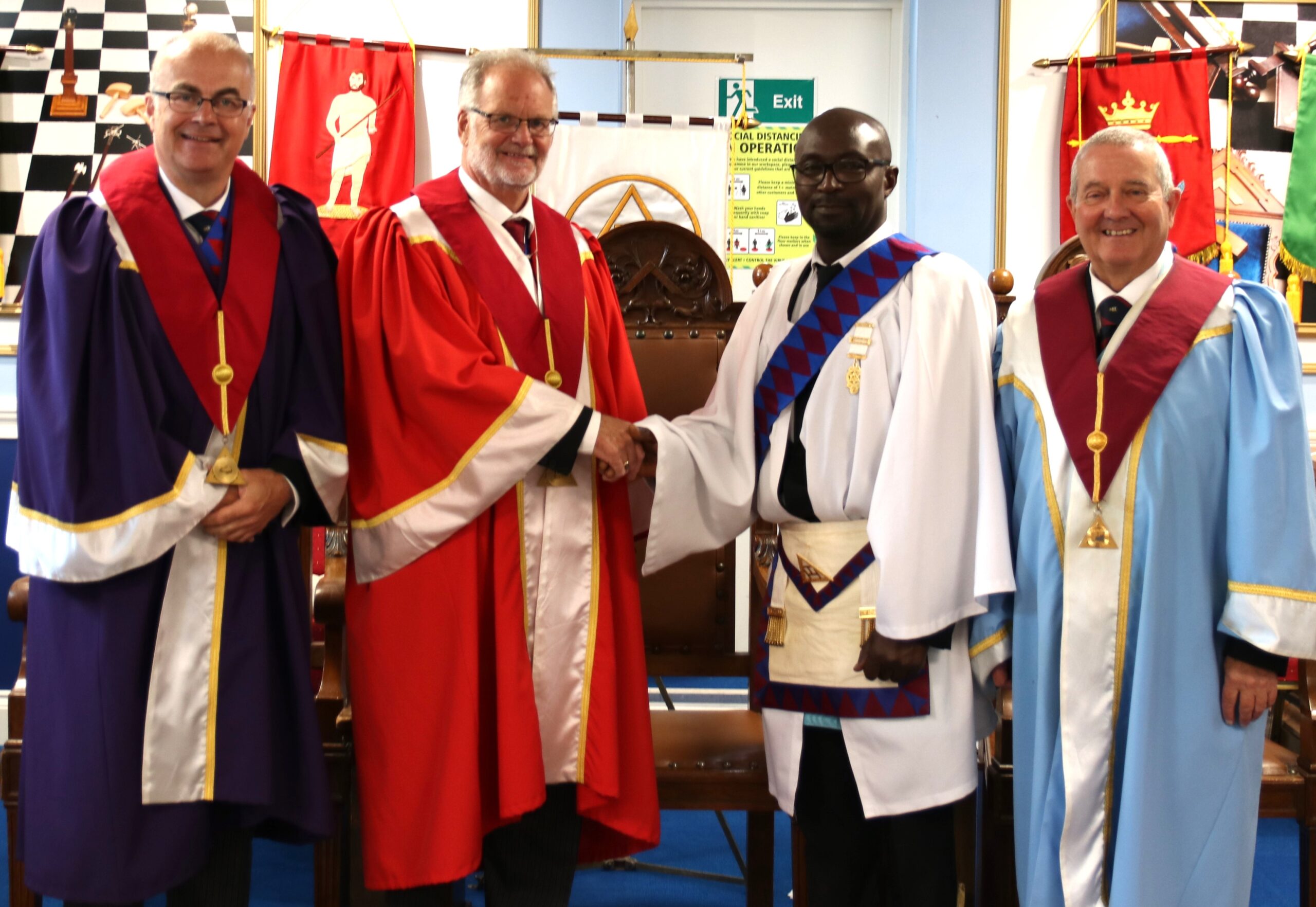 E. Comp Robert Seaman PProv1stGSoj welcomes Companion Edward Poku Agyeman.