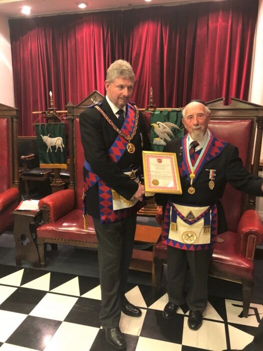 The late E. Comp. John Culling, 2nd Provincial Grand Principal together with E. Comp Morris Freeman.