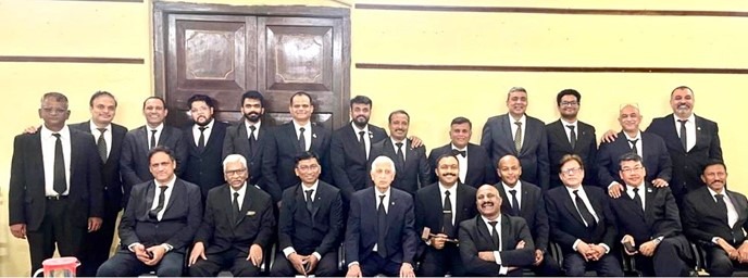 The Brethren of St John's Lodge No 434: Bro Ali Aybakar is fourth from right in the front row.